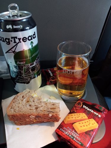 A snack on board a Porter Dash 8 aircraft