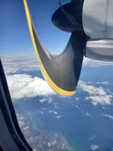 A Dash 8 aircraft engine and prop seen while we were on the way to NL