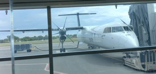 Porter Dash 8 outside of Billy Bishop terminal - downtown Toronto, Canada