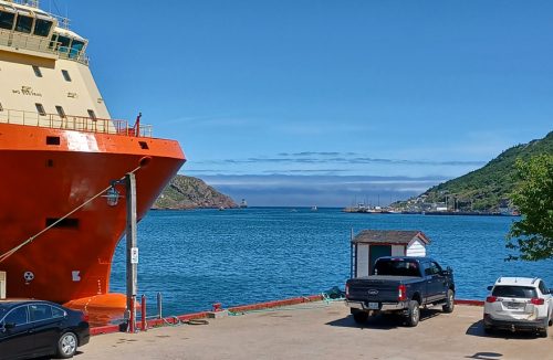 Looking southeast towards The Narrows from St Johns harbor out into the Atlantic Ocean