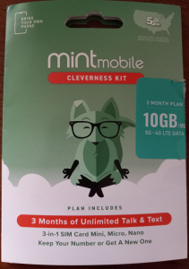 Brochure cover for Mint Mobile - U.S. cellular phone service provider.