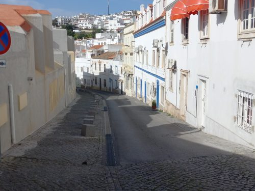 Narrow streets in old town Albufeira.