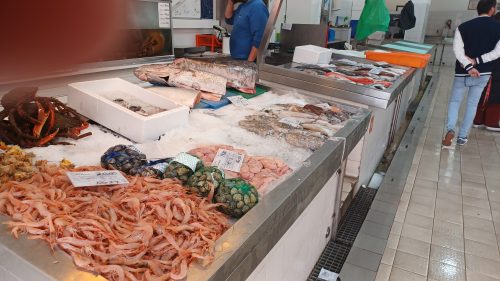 Fresh fish on sale at a municipal mercado in Albufeira, Portugal